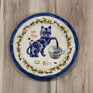 Anthropologie Nathalie Lete 10” Cat Plate. Collectible Dinner Plate